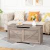 HOOBRO Storage Bench, 39.4 Retro Wooden Storage Chest with U-Shaped Cut-Out Pull, Safety Hinge, Supports 220 lb and Easy Assembly for Toy Box Organizer (Greige) BG771CW01 view 3