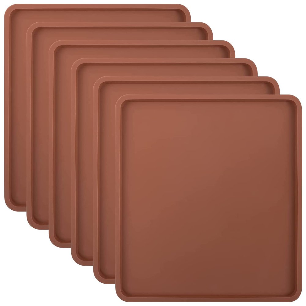 Aulock 6PCS Silicone Food Dehydrator Sheets with Edge, Compatible with Cosori 12" x 11" Trays, Square Non-stick Tray Liner, High Temperature Resistance Reusable Dryer Mats