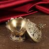 Lotus Flower Incense Burner, Zinc Alloy Resin Incense Holder for Home Office Decor, Charcoal Incense Burner with Lid for Meditation Yoga Aromatherapy, Small Ornament view 2