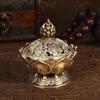 Lotus Flower Incense Burner, Zinc Alloy Resin Incense Holder for Home Office Decor, Charcoal Incense Burner with Lid for Meditation Yoga Aromatherapy, Small Ornament view 3