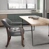 JESONVID Mid-Century Modern Dining Rolling Chair with Casters, Captain's Chair with Wheels, Grey, Leathaire & Suede, Textured Finish view 1