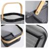 AJIODA 2 Pack Metal Mesh Steel Basket, Storage Organizer Basket Multi-function Hanging Kitchen Baskets Fruit Basket Bin with Wood Handle for Kitchen Bathroom Picnic Cabinet Home Decor, Black view 4
