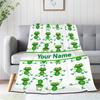 ARAHANT Personalized Frog Blanket with Name, Cute Frog Custom Text Throw Blanket, Good Gift Choice, 120" x 90" for Family view 2