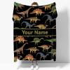 ARAHANT Personalized Dinosaur Blanket with Name for Girl and Boy, Cute Dinosaur Custom Text Throw Blanket, Good Birthday Gift, 120" x 90" for Family view 1