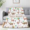 Personalized Alpaca Blanket with Name for Girl and Boy, Cute Alpaca Custom Text Throw Blanket, Good Birthday Gift, 120" x 90" for Family view 2
