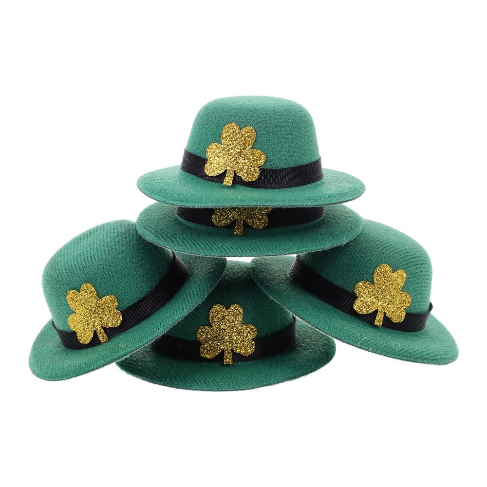 St. Patricks Day Party Hat Mini Green Party Hats St. Paddys Day Dolls Pet Novelty Hat Bottle Covers for Holiday Party Table Decorations