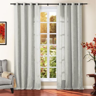 TWOPAGES Silver Birch Chenille Room Darkening Curtain Panel 120 Inches Long, Privacy Grommet Window Drape for Bedroom, 1 Panel