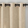 TWOPAGES Cream Chenille Room Darkening Curtain Panel 120 Inches Long, Privacy Grommet Window Drape for Bedroom, 1 Panel view 2
