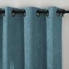 TWOPAGES Chenille Curtain for Kids Living Room, Soft Luxury Room Darkening Drape Grommet Top, 26W x 120L Inch, Teal Blue, 1 Panel view 2