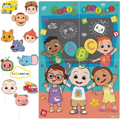 amscan Cocomelon Scene Setters with Photo Props - 27.8" x 40" | Assorted Design | 1 Set of 16 Pcs.