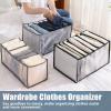 AOMOM 2 Pcs Wardrobe Clothes Organizer, Washable Organizer for Folded Clothes, Portable Clothing Storage Baskets, Visible 7 Grids Storage Box, Organizer for Underwear, Socks, T-Shirts, JeansWhite view 2