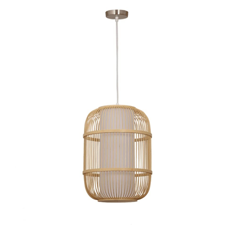 Demeanor LED Chandeliers, American Country Bamboo Handmade Wicker Woven Pastoral Creative Tea House Cafe Bamboo Woven Lamp Height Adjustable Bamboo Lantern (Size : 30 * 40cm)
