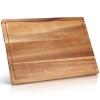 17" Best Solid Acacia Wood Cutting Boards for Kitchen Meat Large Wooden Charcuterie Board Food Non Toxic Hardwood Chopping Boards with Juice Groove Thick Butcher Block Big Bread Serving Cheese Board view 1