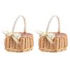 RNCOZE 2 PCS Wedding Flower Girl Baskets with Handle, Wicker Rattan Flower Basket with Bowknot Decorative and White Plastic Insert, Portable Storage Basket for Home Garden Decor(White L) view 1
