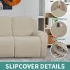 4 Pieces Stretch Recliner Chair Slipcover, Jacquard Reclining Couch Cover Armchair Sofa Covers Anti-Slip Furniture Slipcovers with Elastic Bottom (Khaki) view 3
