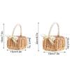 RNCOZE 2 PCS Wedding Flower Girl Baskets with Handle, Wicker Rattan Flower Basket with Bowknot Decorative and White Plastic Insert, Portable Storage Basket for Home Garden Decor(Pink L) view 4