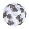 8.3 Inch Handmade Satin Rose Bridal Bouquet Toss Round Wedding Bouquet Throw Toss Artificial Flower Bunch Dark Silver + White view 1