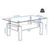 LinkRomat Glass Coffee Table Modern Coffee Table 2-Tier Center Table Coffee Tables for Living Room, Clear Coffee Table with Storage Shelf, Living Room Furniture, Walnut view 2