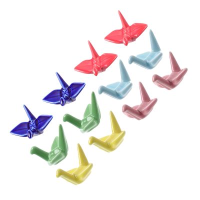 12pcs Origami Crane Chopsticks Rest Ceramic Chopsticks Holder Rack for Dining