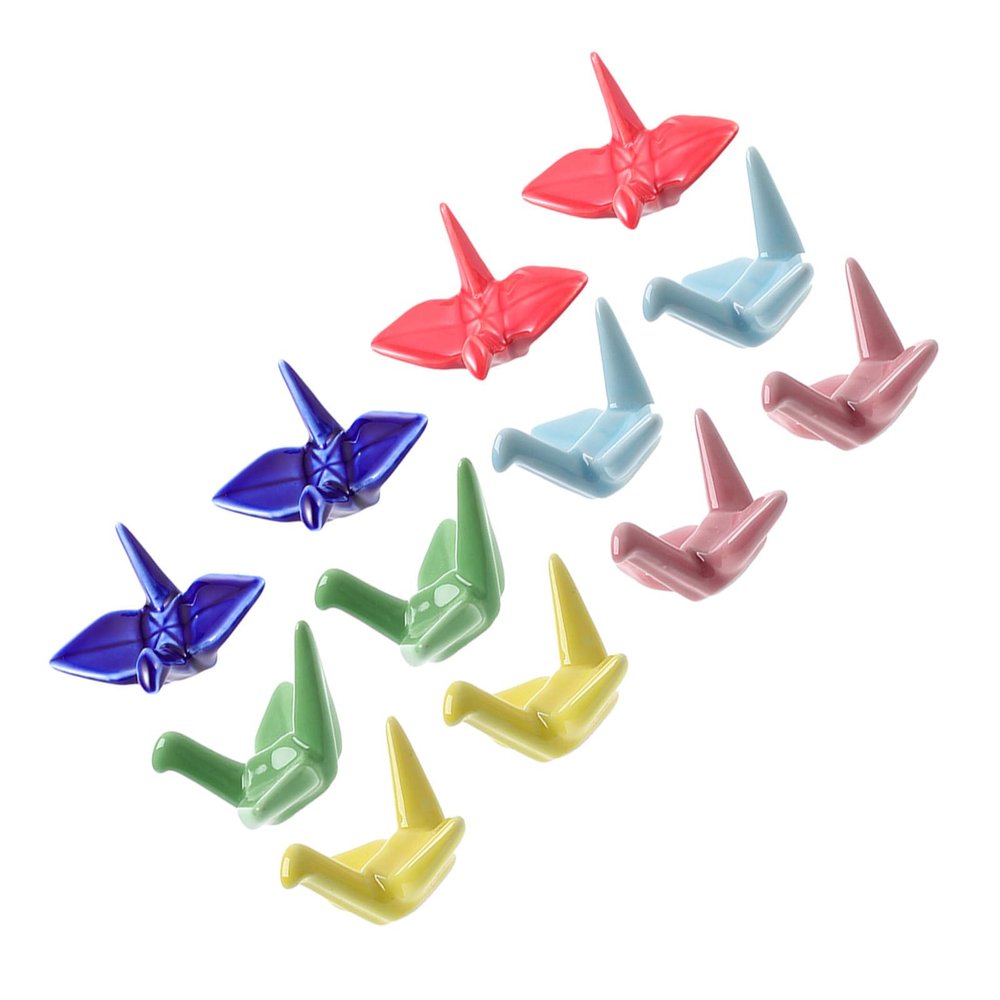 12pcs Origami Crane Chopsticks Rest Ceramic Chopsticks Holder Rack for Dining