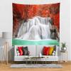 CORFOTO Waterfall Wall Tapestry Nature Forest Scenery Landscape Red Maple Leaf Jungle Lake Cascade Waterfall Tapestries for Men Bedroom Aesthetic Living Room Dorm Decor Posters 80Wx60H inches Fabric view 2