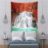 CORFOTO Waterfall Wall Tapestry Nature Forest Scenery Landscape Red Maple Leaf Jungle Lake Cascade Waterfall Tapestries for Men Bedroom Aesthetic Living Room Dorm Decor Posters 80Wx60H inches Fabric view 3