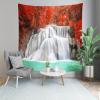 CORFOTO Waterfall Wall Tapestry Nature Forest Scenery Landscape Red Maple Leaf Jungle Lake Cascade Waterfall Tapestries for Men Bedroom Aesthetic Living Room Dorm Decor Posters 80Wx60H inches Fabric view 4