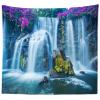 CORFOTO Blue Waterfall Tapestry Nature Forest Landscape Valley Lake Cliff Flower Cascade Waterfall Wonderland Tapestry for Men Bedroom Aesthetic Living Room Dorm Decor Posters 92Wx70H inches Fabric view 1