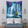CORFOTO Blue Waterfall Tapestry Nature Forest Landscape Valley Lake Cliff Flower Cascade Waterfall Wonderland Tapestry for Men Bedroom Aesthetic Living Room Dorm Decor Posters 92Wx70H inches Fabric view 3
