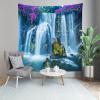 CORFOTO Blue Waterfall Tapestry Nature Forest Landscape Valley Lake Cliff Flower Cascade Waterfall Wonderland Tapestry for Men Bedroom Aesthetic Living Room Dorm Decor Posters 92Wx70H inches Fabric view 4