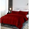 All-Season Down Alternative 5 PCs Box Stitched Stripe Comforter Set Lightweight Egyptian Cotton 500 GSM Fill Olympic Queen | Burgundy Stripe Duvet Insert with 4 Corner Tabs (1 Quilt + 4 Shams) view 1