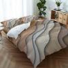 4 Piece Duvet Cover Bedding Set Queen Size, Ombre Abstract Geometry Gradient Brown and Grayish White Luxury Soft Bedding Set Comforter Cover (1 Duvet Cover + 1 Bed Sheets + 2 Pillowcases) view 1