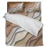 4 Piece Duvet Cover Bedding Set Queen Size, Ombre Abstract Geometry Gradient Brown and Grayish White Luxury Soft Bedding Set Comforter Cover (1 Duvet Cover + 1 Bed Sheets + 2 Pillowcases) view 2