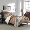 4 Piece Duvet Cover Bedding Set Queen Size, Ombre Abstract Geometry Gradient Brown and Grayish White Luxury Soft Bedding Set Comforter Cover (1 Duvet Cover + 1 Bed Sheets + 2 Pillowcases) view 3
