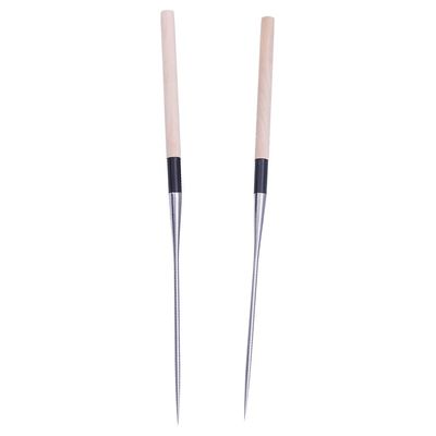 Angoily 2pcs Sashimi Long Chopsticks Stainless Steel Wooden Noodles Chopstick Japanese Cooking Frying Moribashi Sushi Korean Handle Travel Non-slip