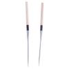 Angoily 2pcs Sashimi Long Chopsticks Stainless Steel Wooden Noodles Chopstick Japanese Cooking Frying Moribashi Sushi Korean Handle Travel Non-slip view 1