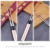 Angoily 2pcs Sashimi Long Chopsticks Stainless Steel Wooden Noodles Chopstick Japanese Cooking Frying Moribashi Sushi Korean Handle Travel Non-slip view 3