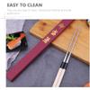 Angoily 2pcs Sashimi Long Chopsticks Stainless Steel Wooden Noodles Chopstick Japanese Cooking Frying Moribashi Sushi Korean Handle Travel Non-slip view 4