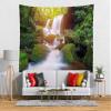 CORFOTO Green Waterfall Tapestry Rocks Creek Nature Green Jungle Sunlight Scenery 3D Waterfall Wall Tapestries for Cool Men Bedroom Living Room College Dorm Decor Wall Art 80Wx60H inches Fabric view 2