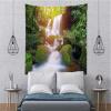 CORFOTO Green Waterfall Tapestry Rocks Creek Nature Green Jungle Sunlight Scenery 3D Waterfall Wall Tapestries for Cool Men Bedroom Living Room College Dorm Decor Wall Art 80Wx60H inches Fabric view 3