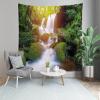 CORFOTO Green Waterfall Tapestry Rocks Creek Nature Green Jungle Sunlight Scenery 3D Waterfall Wall Tapestries for Cool Men Bedroom Living Room College Dorm Decor Wall Art 80Wx60H inches Fabric view 4