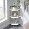 ivinta 3-Tier Bookshelf with Storage, Corner Wall Mount Pipe Shelves with Gold Metal Frame for Bedroom, Living Room, CS303WGD (White and Gold) view 1