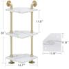 ivinta 3-Tier Bookshelf with Storage, Corner Wall Mount Pipe Shelves with Gold Metal Frame for Bedroom, Living Room, CS303WGD (White and Gold) view 2