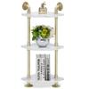 ivinta 3-Tier Bookshelf with Storage, Corner Wall Mount Pipe Shelves with Gold Metal Frame for Bedroom, Living Room, CS303WGD (White and Gold) view 3