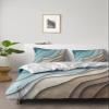4 Pieces Duvet Cover Bedding Set Cal King Ultra Soft Quilted Luxury Washed Comforter Bedspread Bed Sheet Pillowcases Modern Teal Bule Brown Gradient for Bedroom Decor Geometric Abstract Beach view 2
