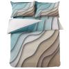 4 Pieces Duvet Cover Bedding Set Cal King Ultra Soft Quilted Luxury Washed Comforter Bedspread Bed Sheet Pillowcases Modern Teal Bule Brown Gradient for Bedroom Decor Geometric Abstract Beach view 3