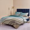 4 Pieces Duvet Cover Bedding Set Cal King Ultra Soft Quilted Luxury Washed Comforter Bedspread Bed Sheet Pillowcases Modern Teal Bule Brown Gradient for Bedroom Decor Geometric Abstract Beach view 4