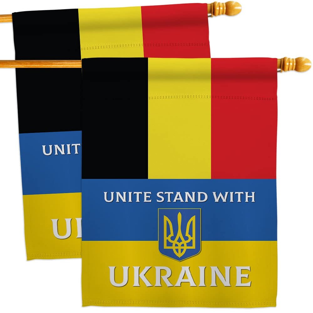 Germany Stand With Ukraine House Flags 2 pcs Pack Support Cause Ukrainian Small Decorative Gift Yard Banner Double-Sided Made In USA 28 X 40