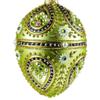 Faberge Style Glass Egg Handmade in Poland, Glass Ornament for a Gift, Olive Matte with Glitter, Glass Stones and Pearls, RS Artisan Gallery Design 166 view 1