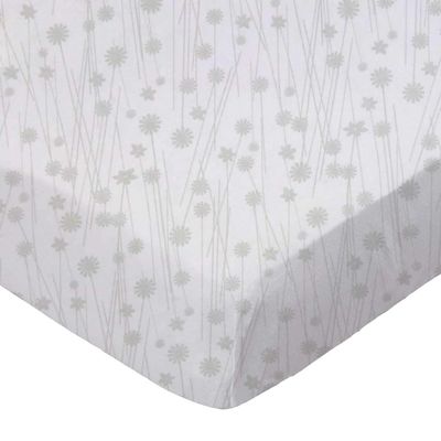 SheetWorld Fitted Youth Bed Sheet 33 x 66, Grey Floral Stems, Made in USA